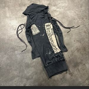 Salvage Vintage Y2K Black Hooded Dress With INSANE GRAPHICS!! M